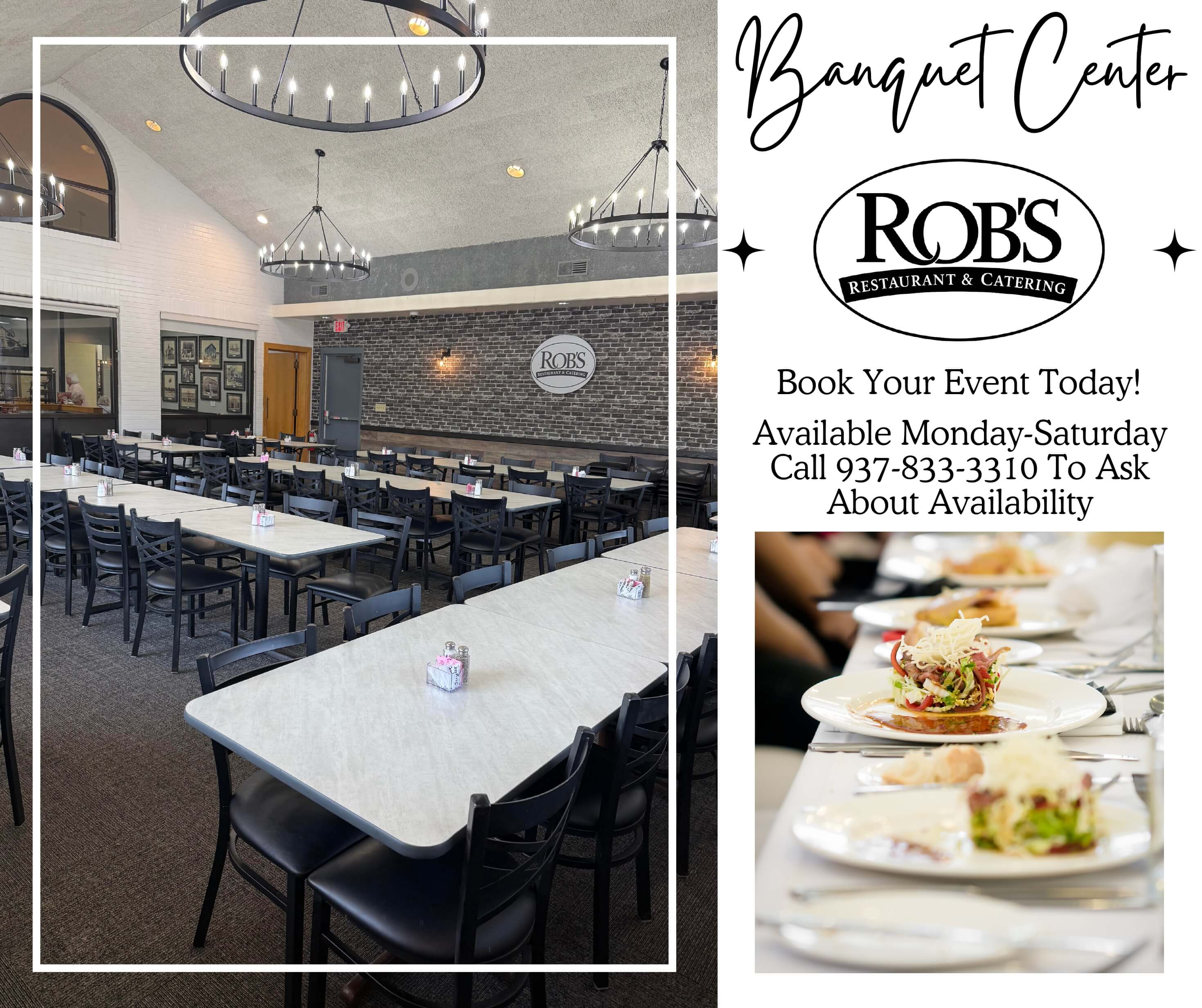 Banquet room at Rob’s Restaurant available for events in Brookville, Ohio