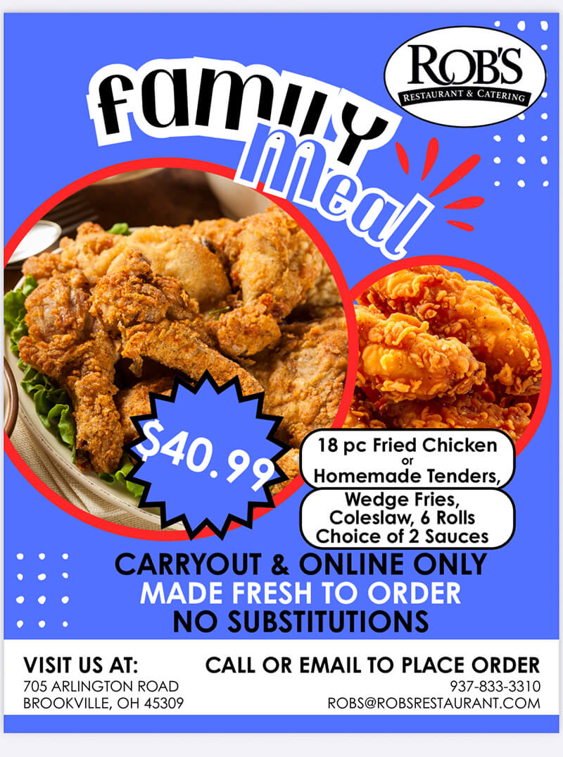 Rob’s Family Meal special flyer