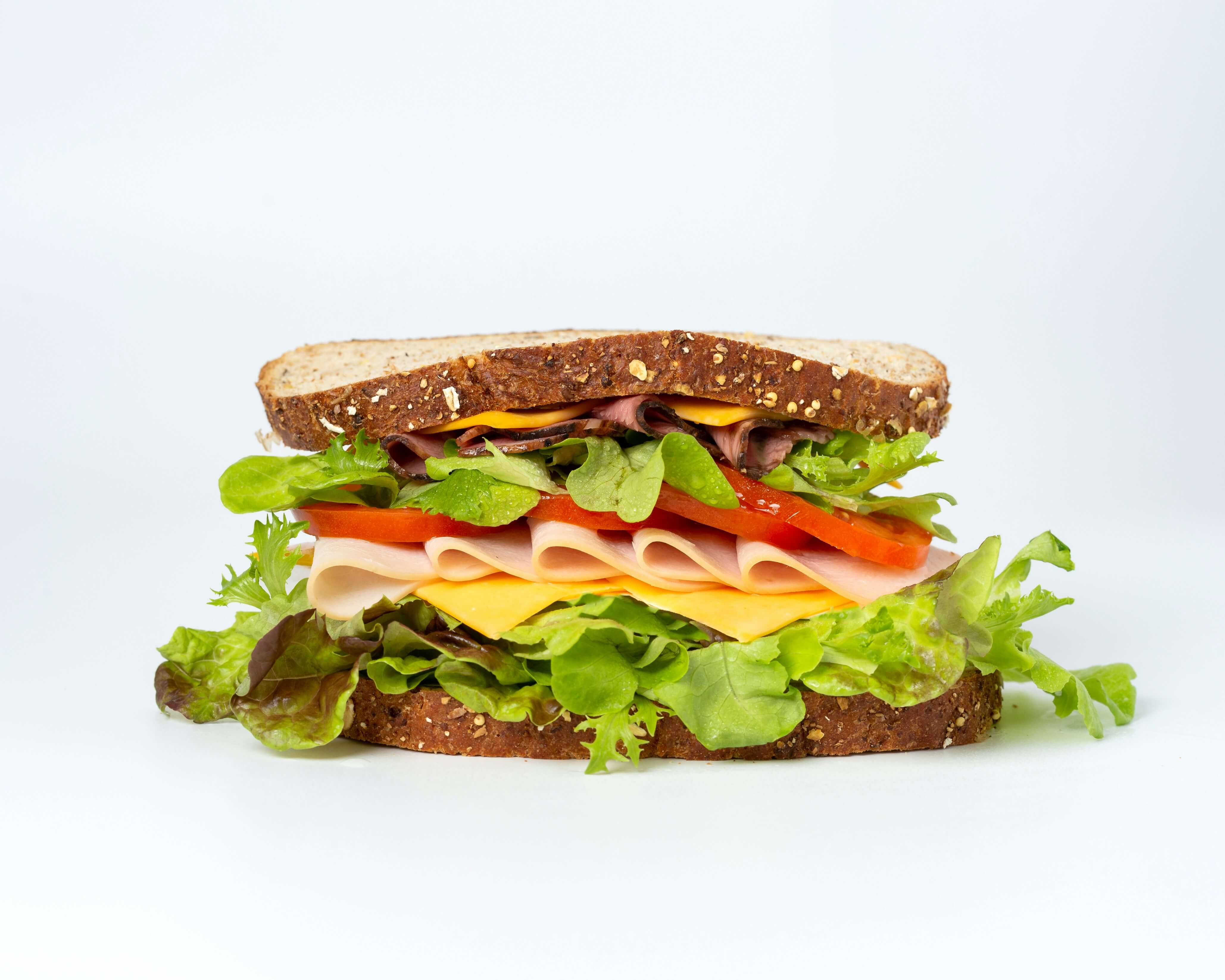 Fresh sandwich with lettuce and tomato